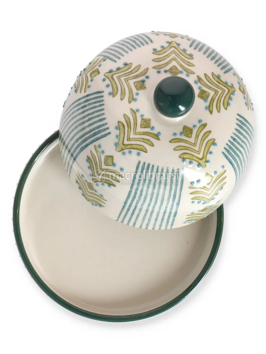 Campana per Formaggio in Gres con Piattino Orientale - Blu