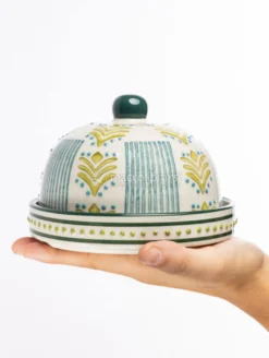 Campana per Formaggio in Gres con Piattino Orientale - Blu