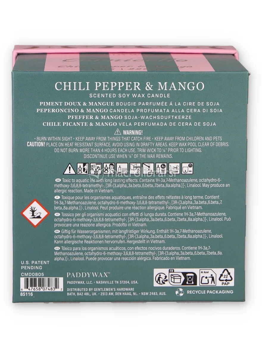 Candela in Vetro "Charmed" Cornicello - Chili Pepper e Mango