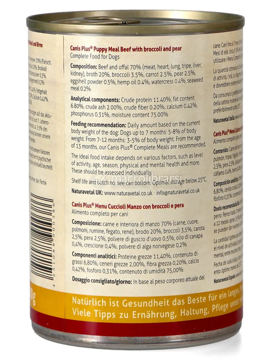 Canis Plus® Menù Cuccioli - Manzo con Broccoli - 400 g