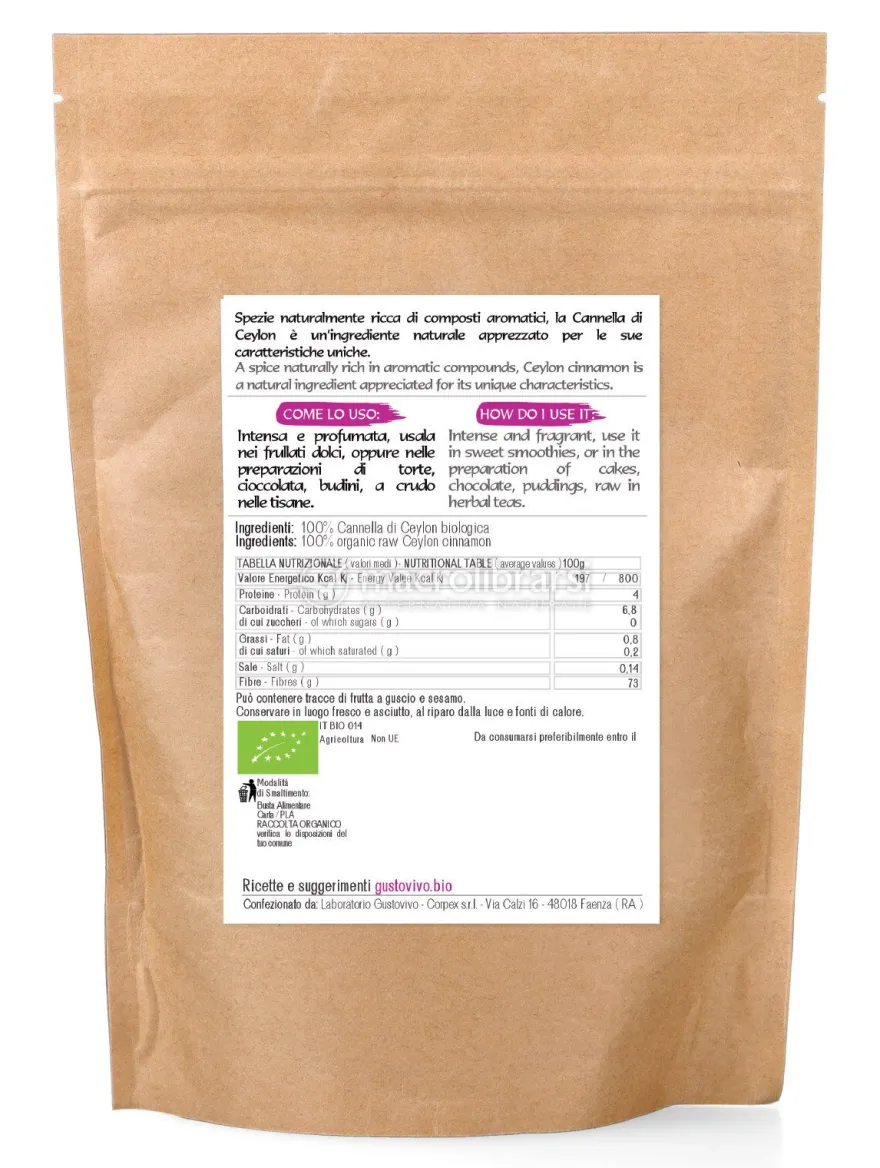 Cannella di Ceylon in Polvere Biologica - 125 g