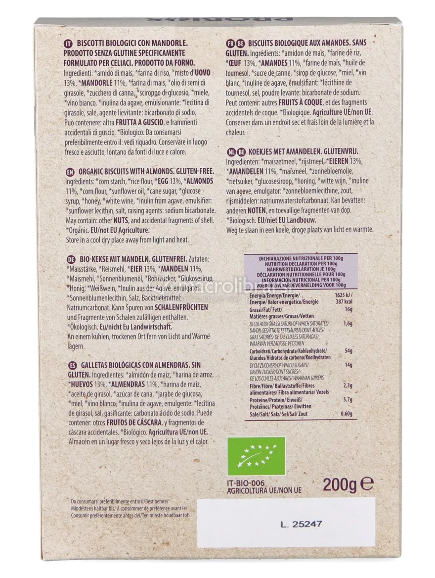 Cantuccini alle Mandorle Bio Senza Glutine
