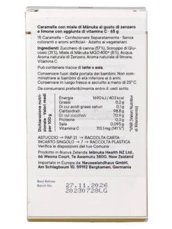Caramelle con Miele di Manuka MGO 400+ - Zenzero e Limone