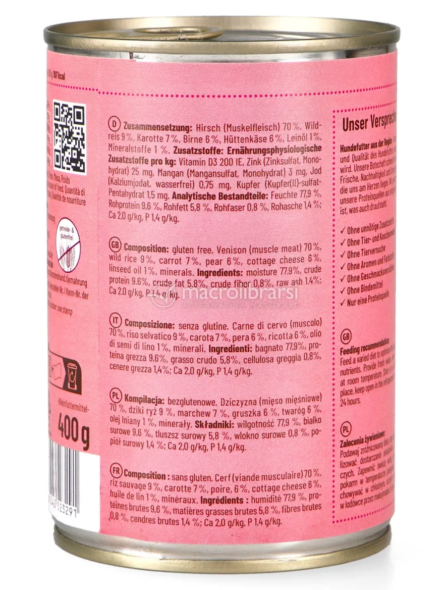 Cervo con Riso Selvatico per Cani Adulti - 400g