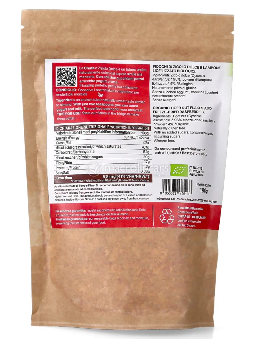 Chufa Flakes - Fiocchi di Zigolo Dolce e Lampone Bio