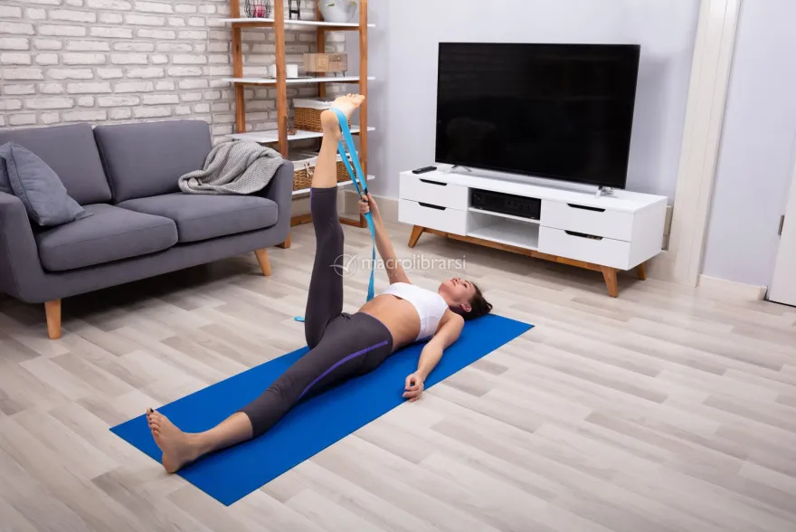 Cintura Per Yoga Con Anello A D In Cotone - Viola - 250x3 cm