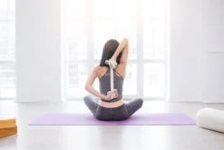 Cintura Per Yoga Con Anello A D In Cotone - Viola - 250x3 cm