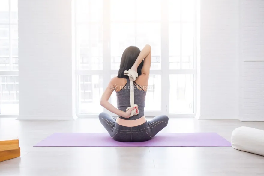 Cintura Per Yoga Con Anello A D In Cotone - Viola - 250x3 cm