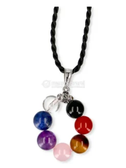 Ciondolo Chakra con Perle di Pietre Dure e Gancio in Acciaio