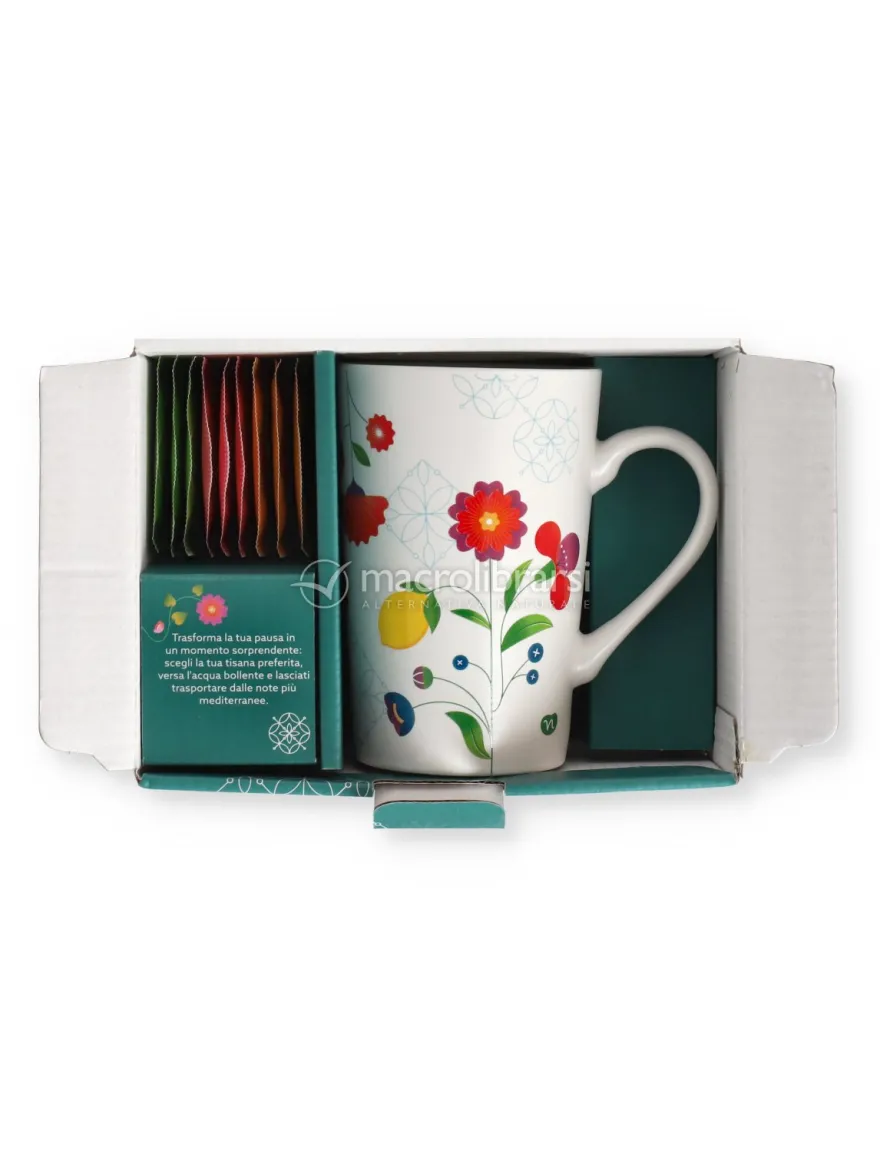 Cofanetto "Giardini Mediterranei" Selezione di Infusi e Tisane Biologiche con Tazza