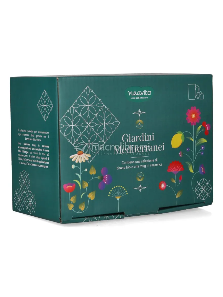 Cofanetto "Giardini Mediterranei" Selezione di Infusi e Tisane Biologiche con Tazza