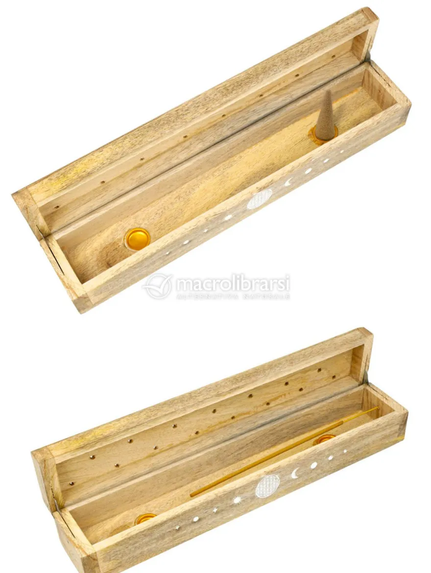 Cofanetto Portaincenso in Legno di Mango con Fiore della Vita