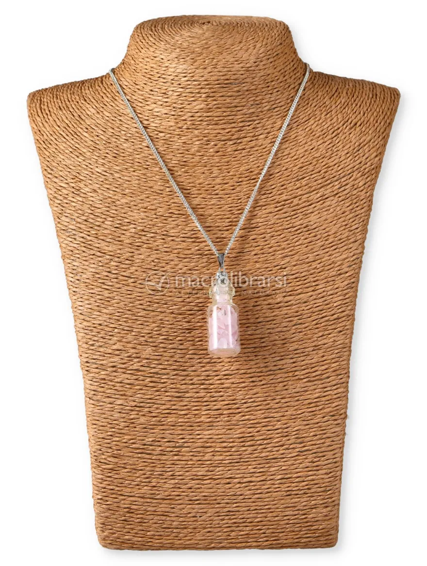 Collana con Boccetta di Pietre - Quarzo Rosa