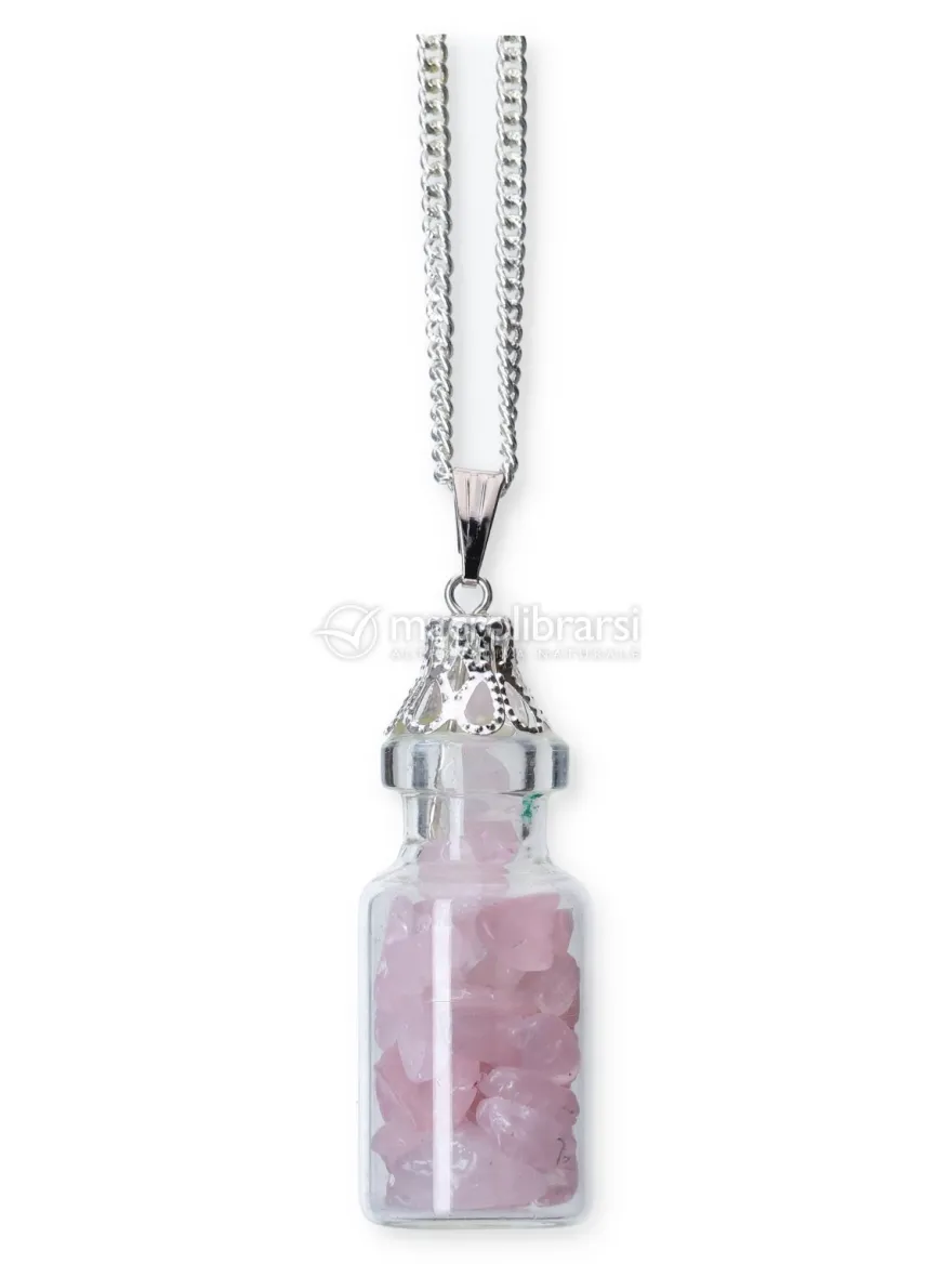 Collana con Boccetta di Pietre - Quarzo Rosa