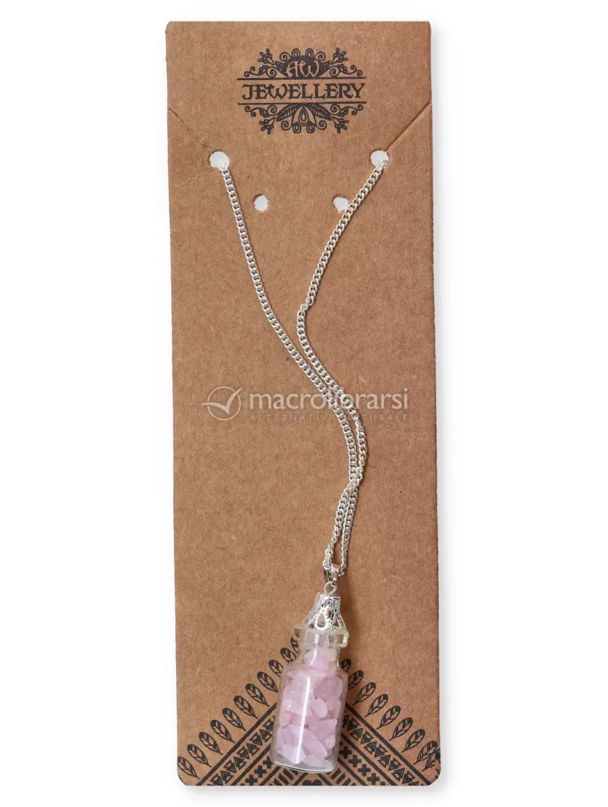 Collana con Boccetta di Pietre - Quarzo Rosa