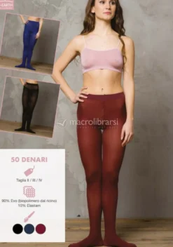 Collant in Fibra di Ricino 50 Denari - Colore Marsala