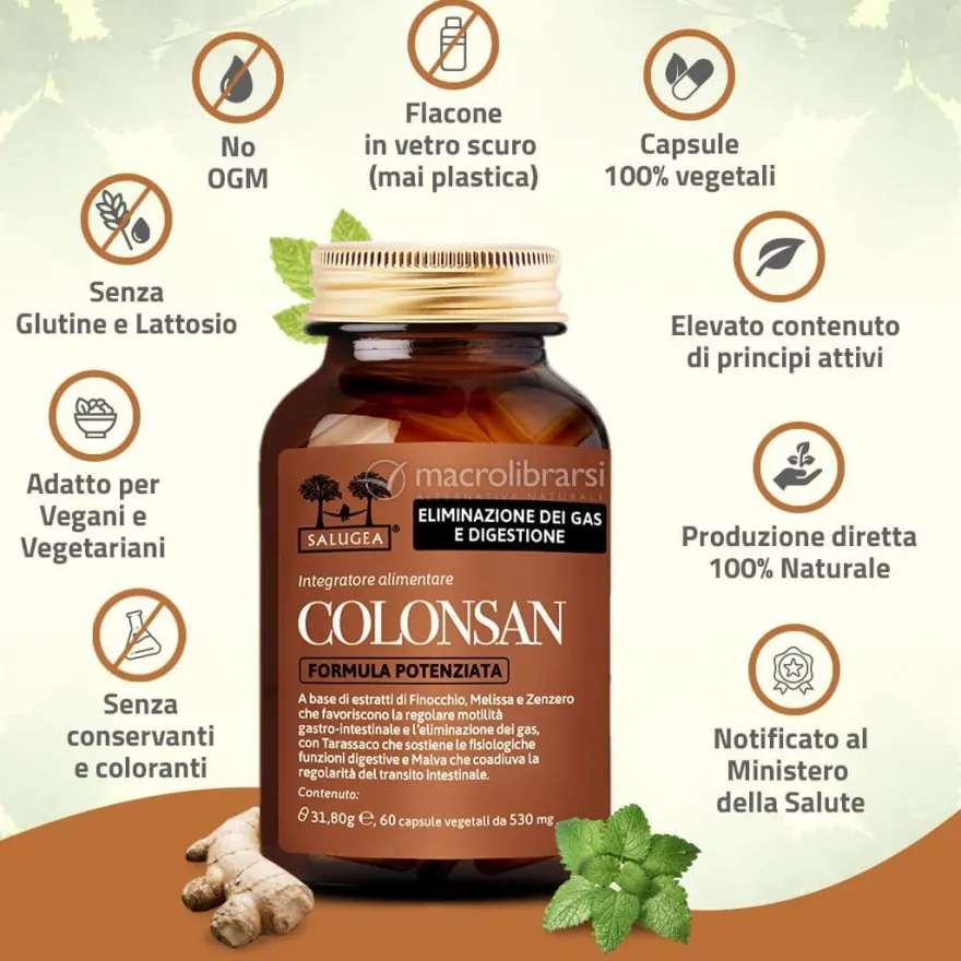 Colonsan Formula Potenziata Salugea – Integratore per il Gonfiore Addominale