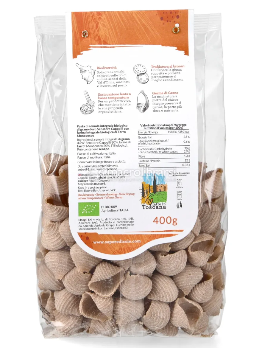 Conchiglie Integrali Senatore Cappelli e Farro Monococco