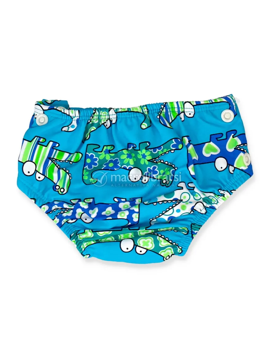 Costume per Bambini Swim Nappy Popolini - Croco Blu - S