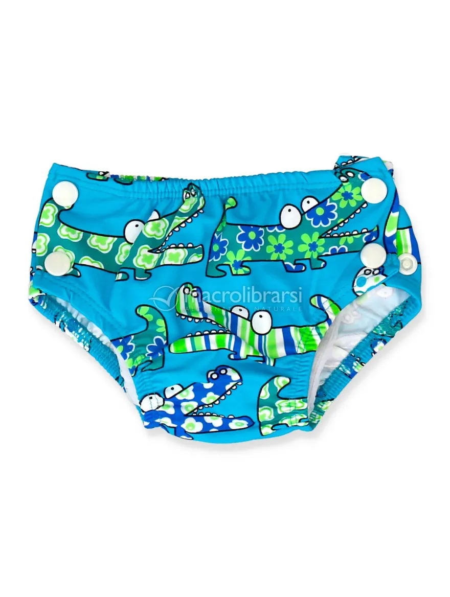Costume per Bambini Swim Nappy Popolini - Croco Blu - S