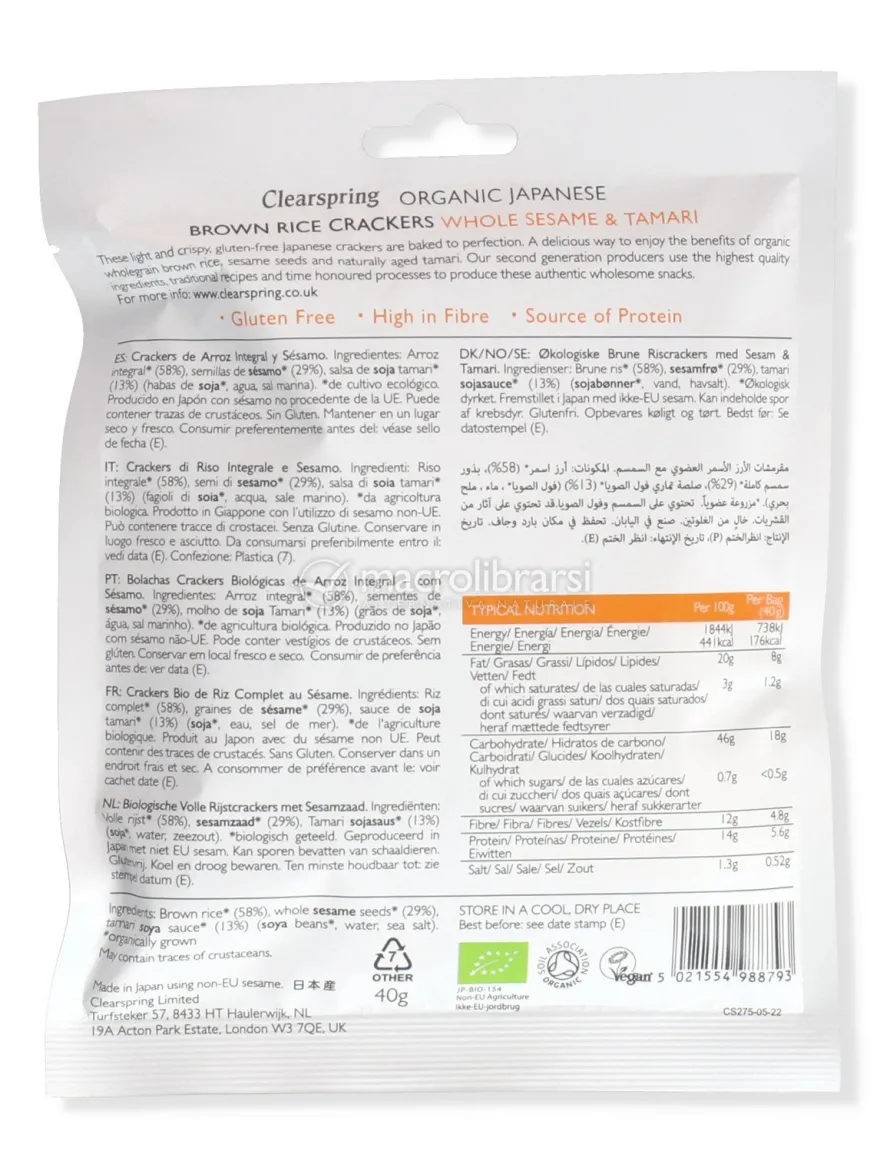 Crackers di Riso Integrale Giapponesi al Sesamo Bio