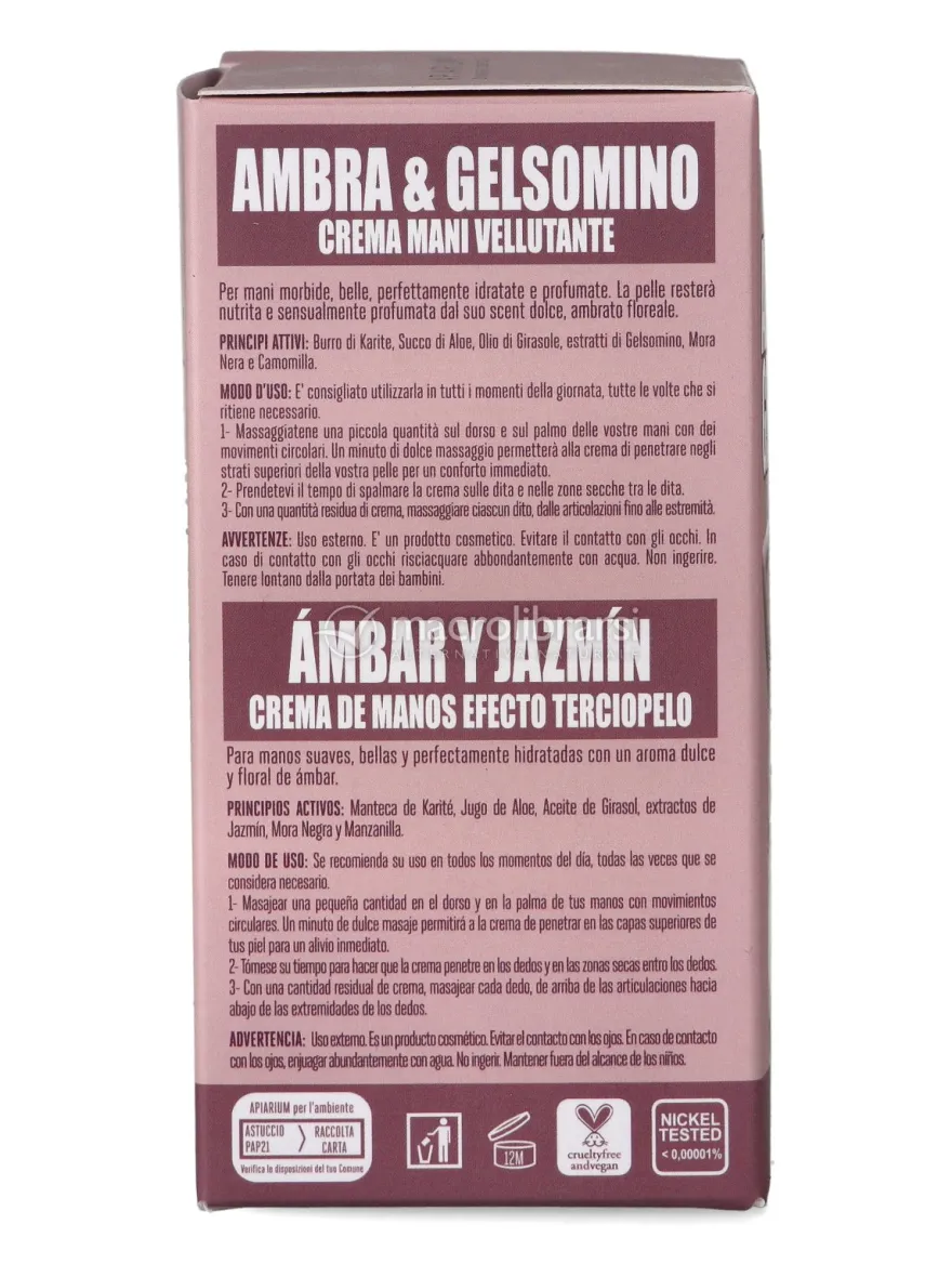 Crema Mani Vellutante Biologica Ambra e Gelsomino