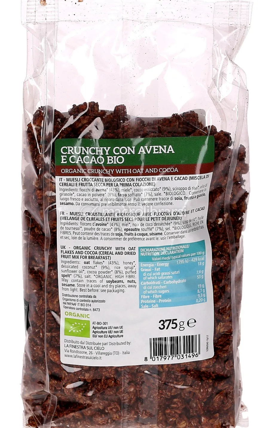 Crunchy Biologico con Avena e Cacao