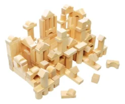 Cubetti in Legno da Costruzione - 100 pezzi - Natura