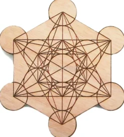 Cubo di Metatron Inciso in Legno Okumè - 14 cm