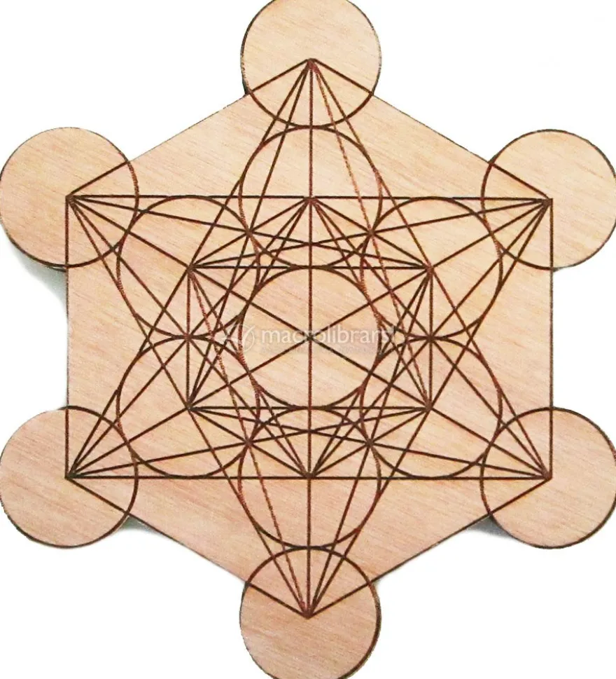 Cubo di Metatron Inciso in Legno Okumè - 14 cm