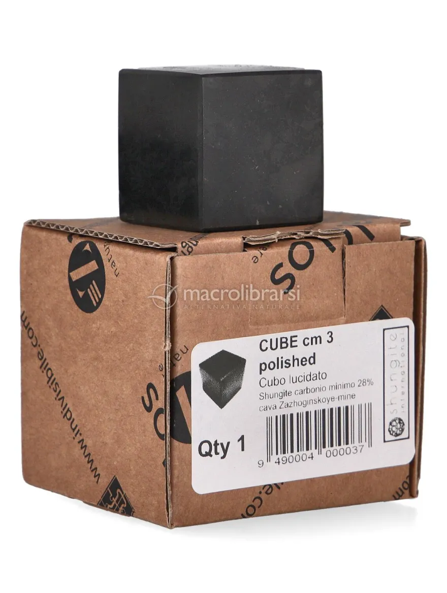 Cubo di Shungite lucida - Base 3 cm