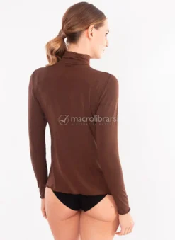Dolcevita in Tencel™ e Cashmere a Manica Lunga - Marrone - S/M