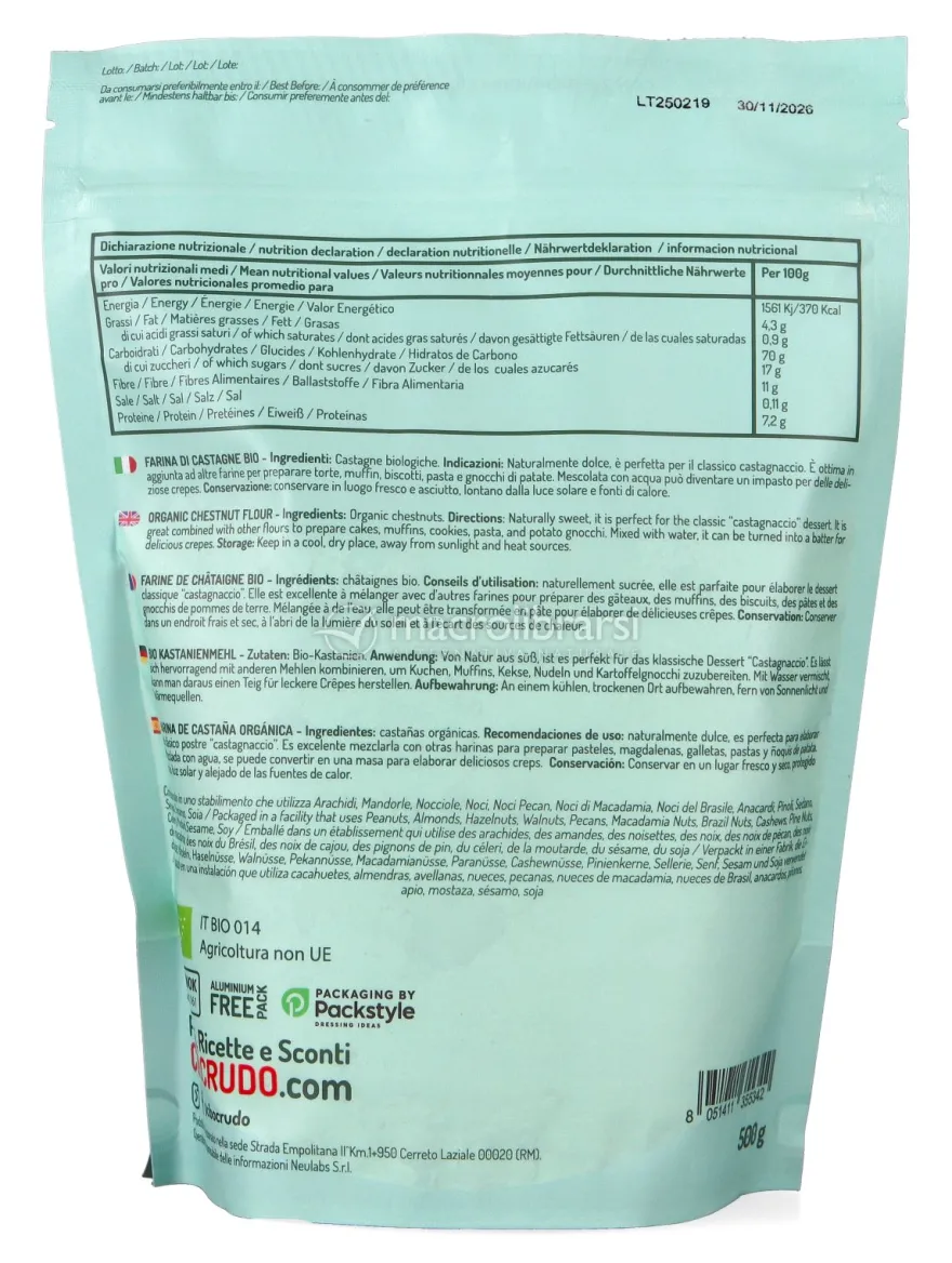 Farina di Castagne Cruda Bio