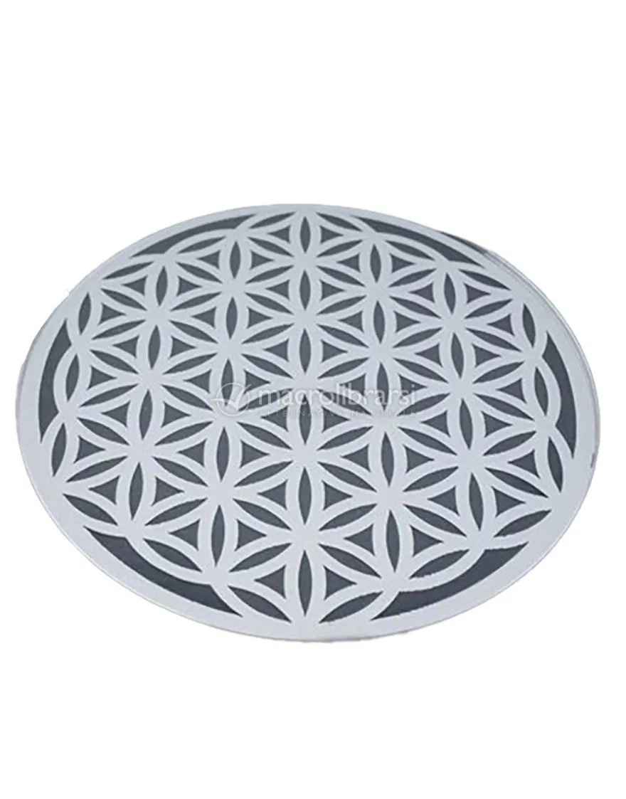 Fiore della Vita Energizzante Inciso In Plexiglass Diametro 16cm - Argento