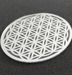 Fiore della Vita Energizzante Inciso In Plexiglass Diametro 16cm - Argento