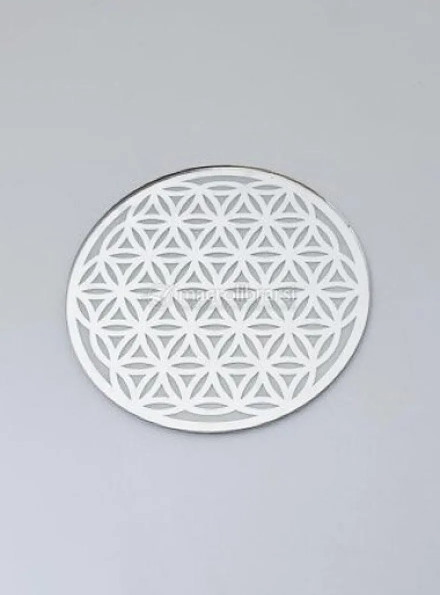 Fiore della Vita Energizzante Inciso In Plexiglass Diametro 16cm - Argento