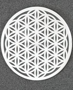 Fiore della Vita Energizzante Inciso In Plexiglass Diametro 16cm - Argento