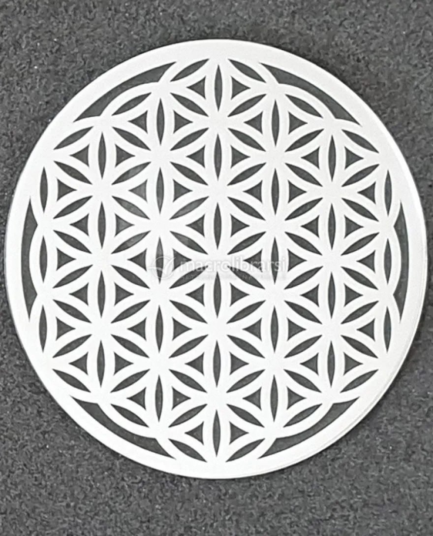 Fiore della Vita Energizzante Inciso In Plexiglass Diametro 16cm - Argento