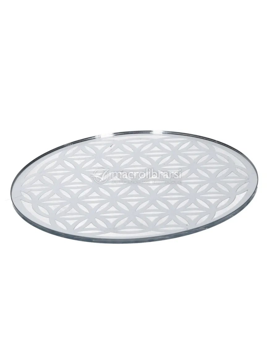 Fiore della Vita Energizzante Inciso In Plexiglass Diametro 16cm - Argento