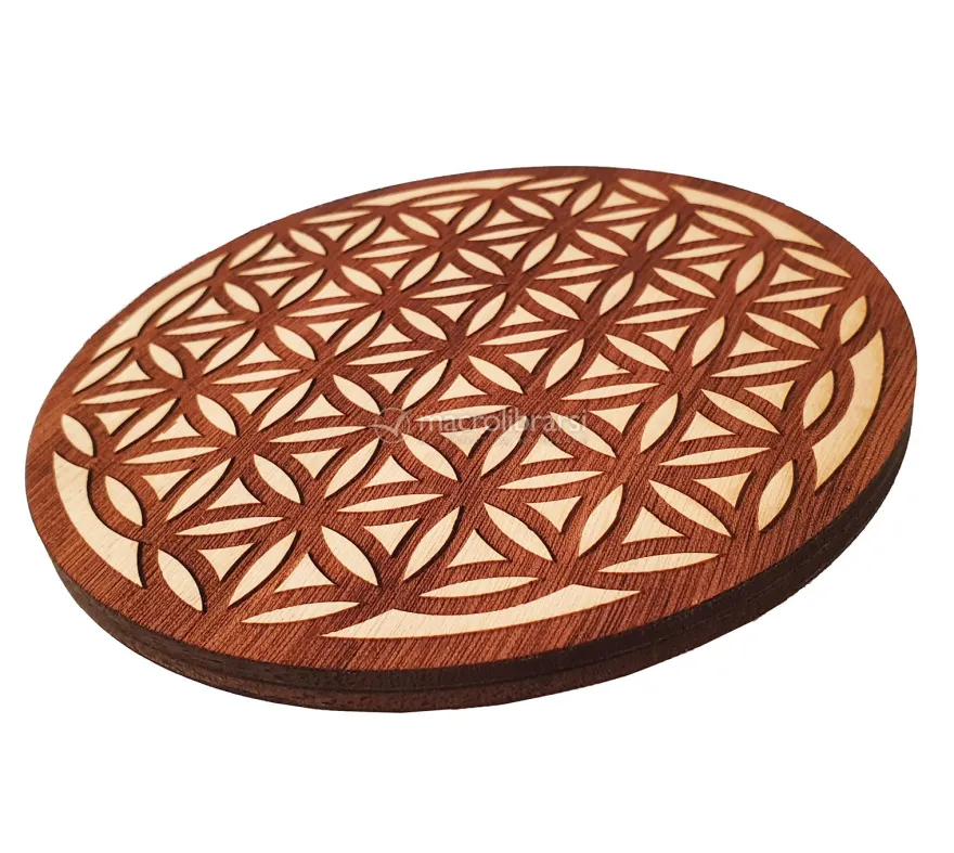 Fiore della Vita - Energizzante Inciso in Legno Okumè - 14 cm
