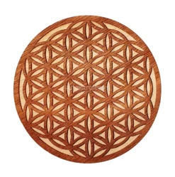 Fiore della Vita - Energizzante Inciso in Legno Okumè - 14 cm