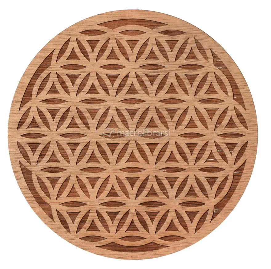 Fiore della Vita - Energizzante Inciso in Legno Okumè - 14 cm