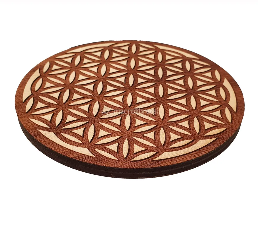 Fiore della Vita - Energizzante Inciso in Legno Okumè - 14 cm