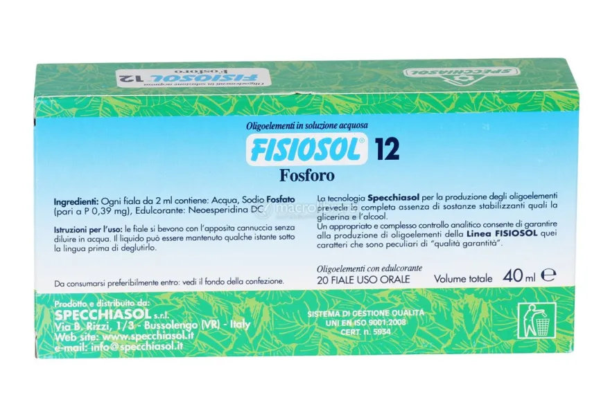 Fisiosol 12 Fosforo - 20 Fiale