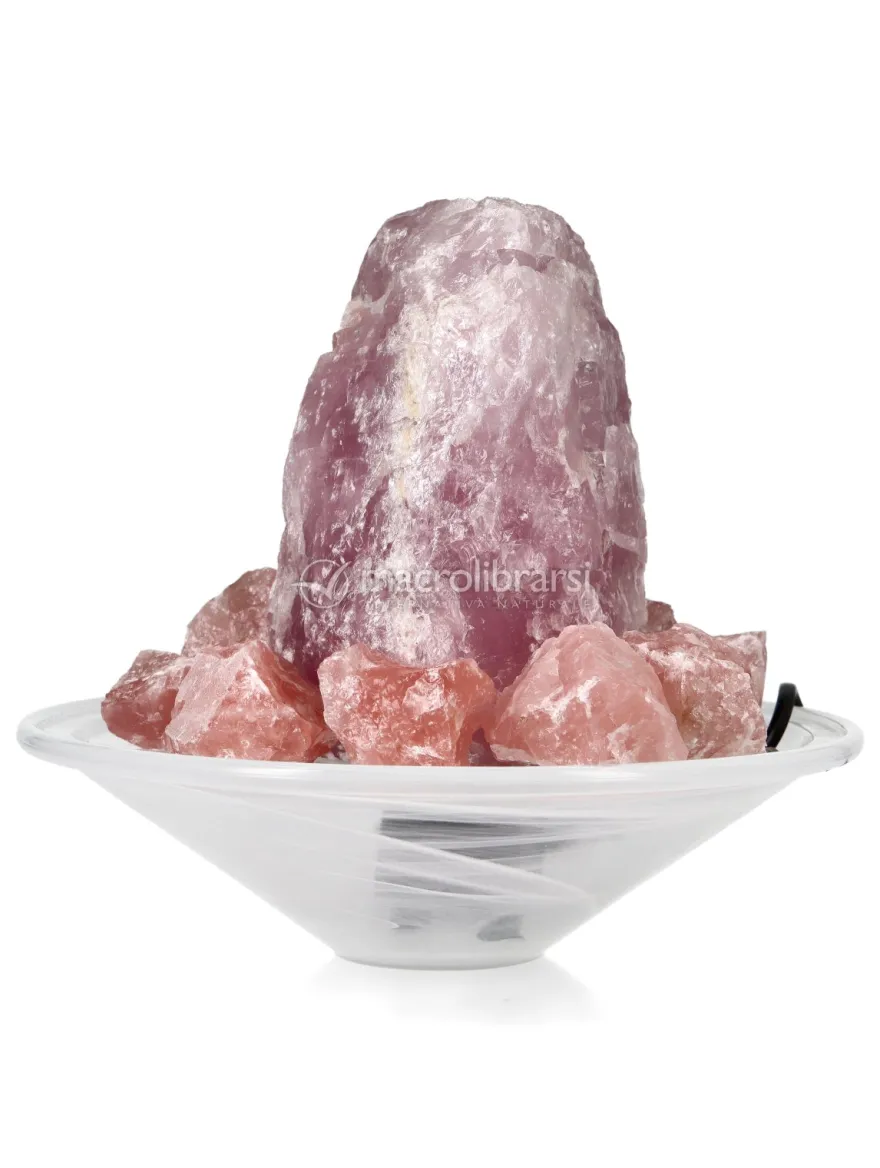 Fontanella in Alabastro con Pietre grezze - Quarzo Rosa