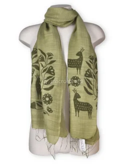 Foulard Cotone e Seta Stampa Foresta - Verde Oliva