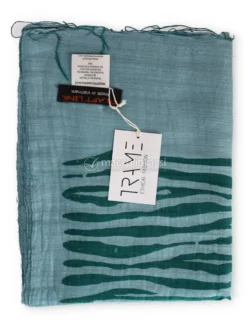 Foulard Cotone e Seta Stampa Onde Verde Acqua