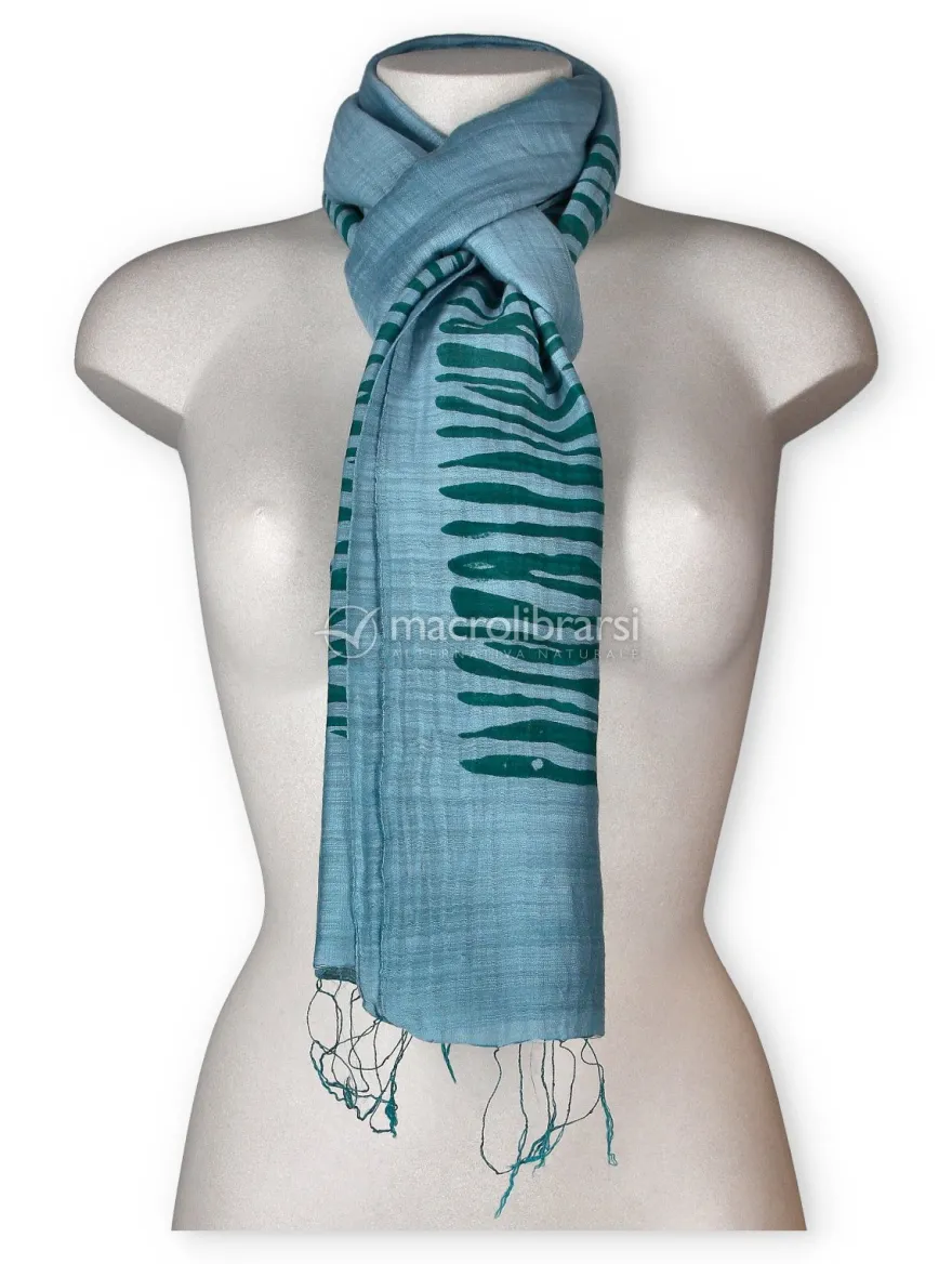 Foulard Cotone e Seta Stampa Onde Verde Acqua