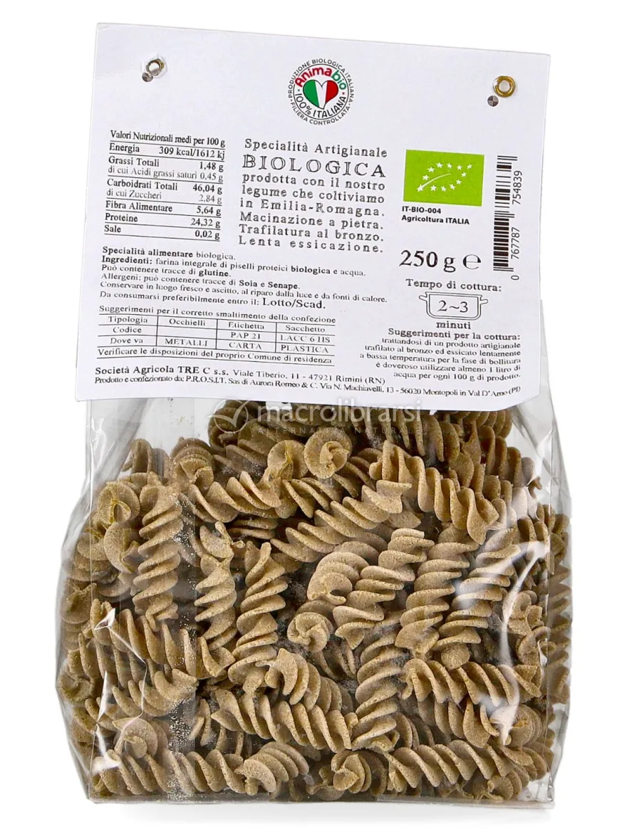 Fusilli di Piselli Proteici Bio - Pasta di Legumi