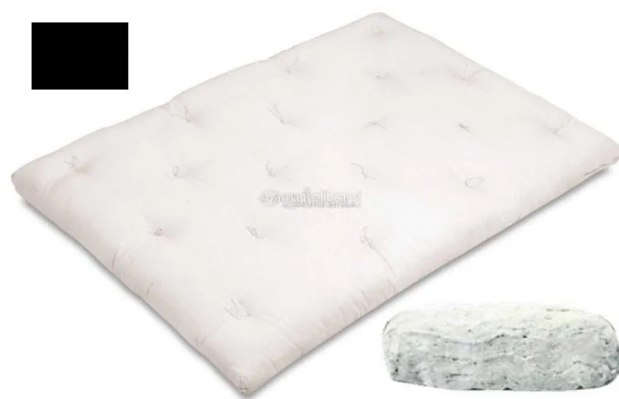 Futon Tradizionale Alfa Ribassato Nero - Puro Cotone - 120 x 190 cm